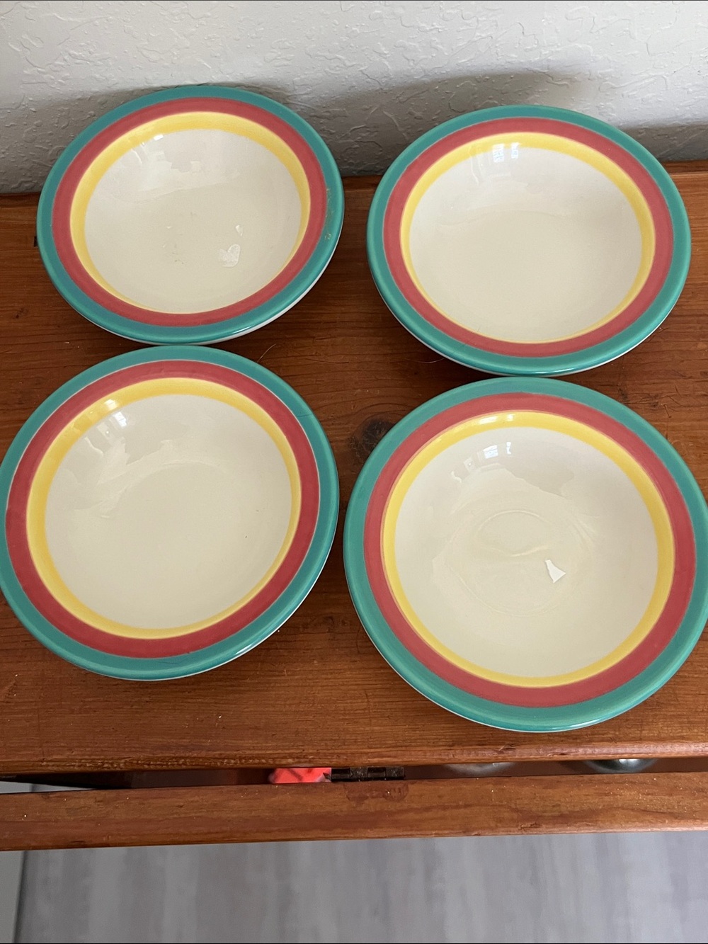 Homer Laughlin VTG Ceramic Fruit Bowls with Bands of stripes Set of 4